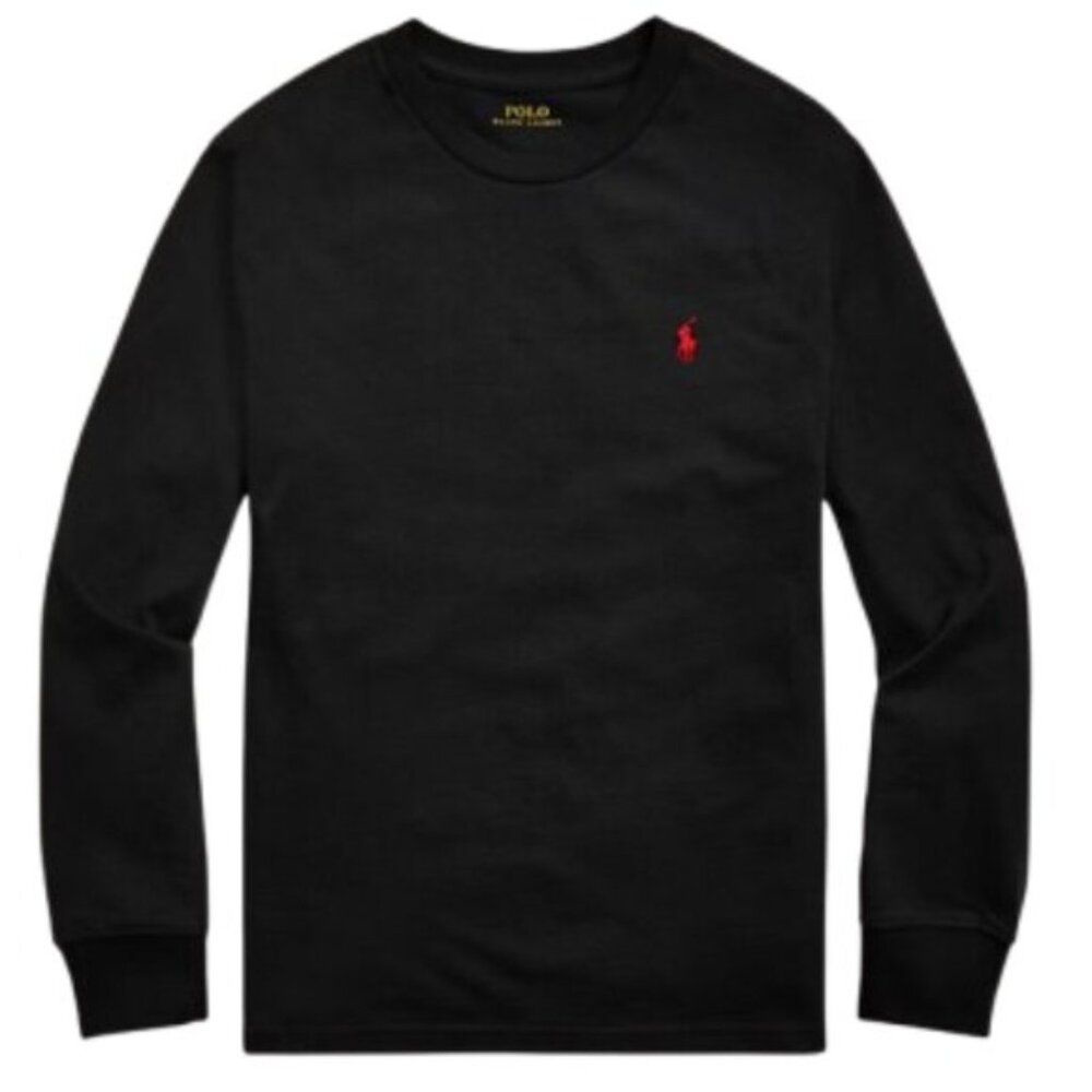 6 Boys Black Long Sleeve T-Shirt with Red Pony Polo by Ralph Lauren - Picture 1 of 10